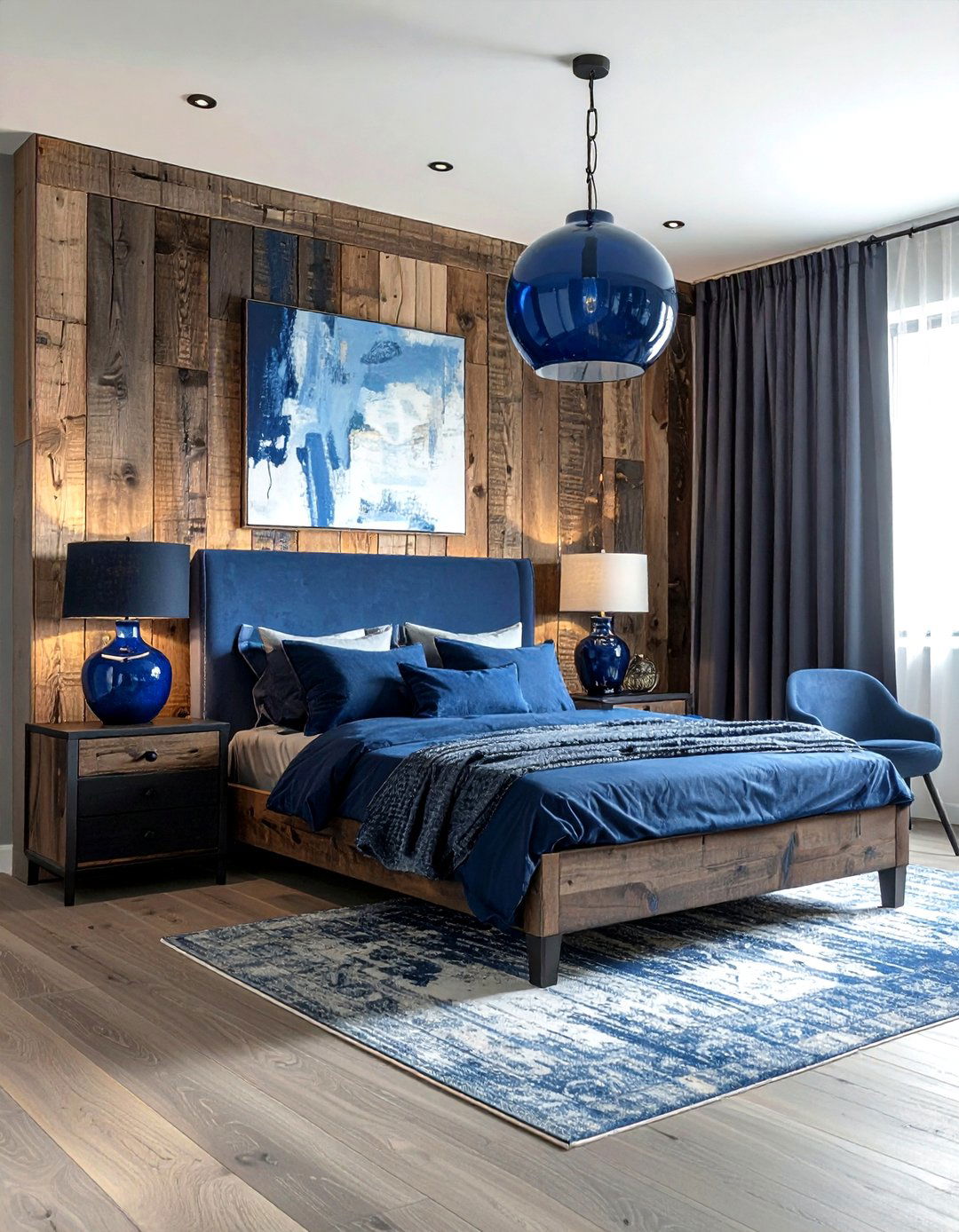 Distressed Wood Blue Decor - 30 industrial blue bedroom ideas