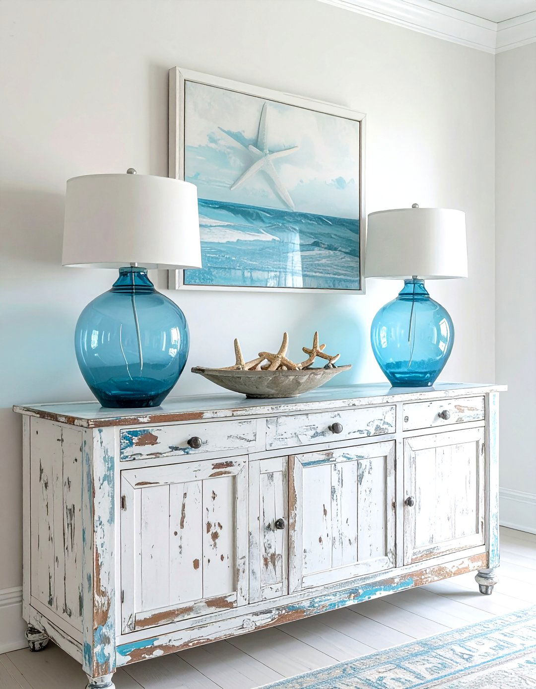 Distressed Wood Buffet - 30 living room beach furniture ideas