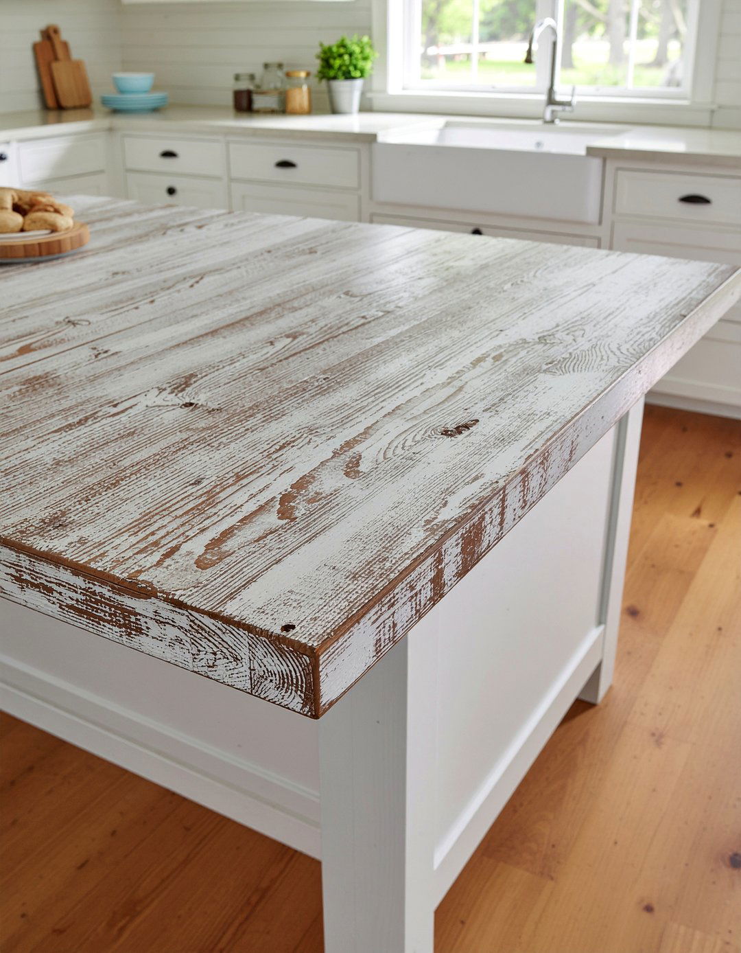 Distressed Wood Butcher Block Island - 30 butcher block kitchen island ideas