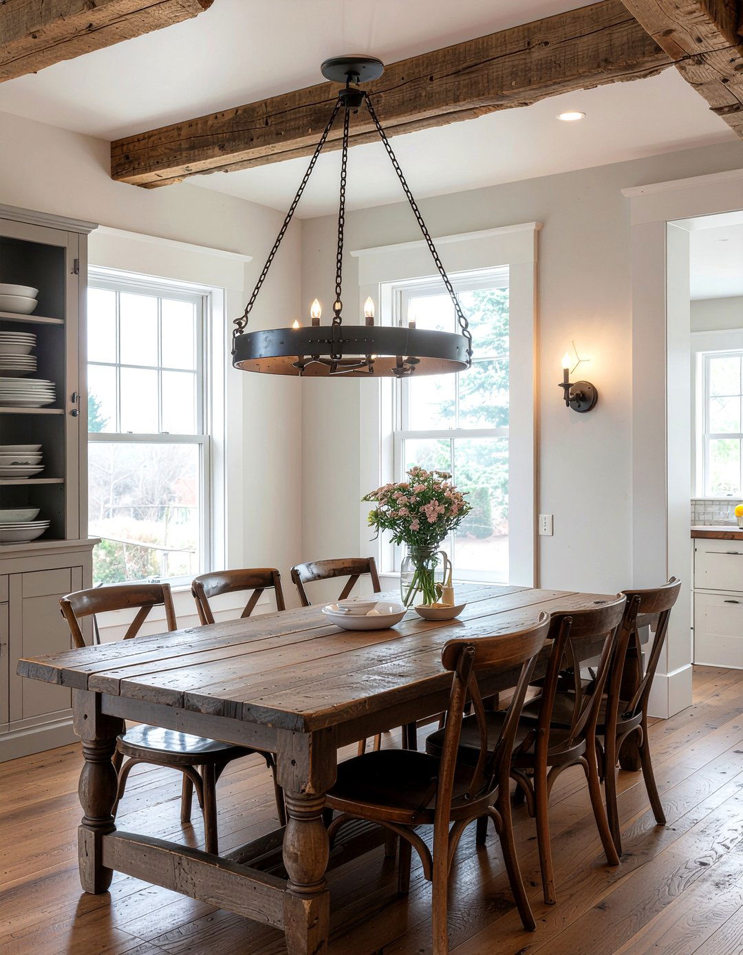 Distressed Wood Chandelier - 30 farmhouse chandelier dining room ideas