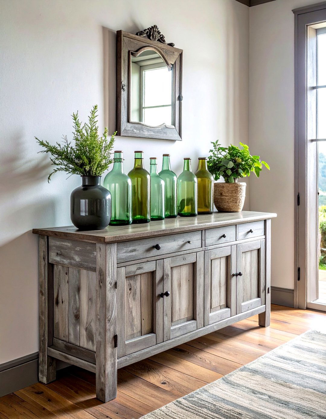 Distressed Wood Console - 30 thrift store dining room ideas