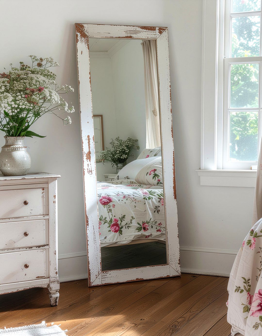 Distressed Wood Floor Mirror - 30 floor mirror ideas