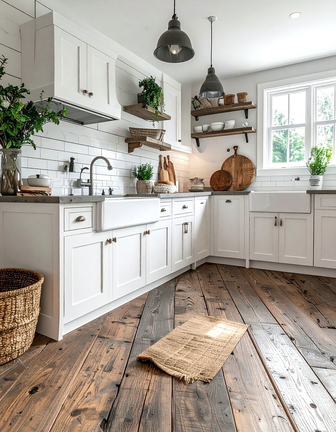 Distressed Wood Floor Plank - 30 peel and stick kitchen ideas