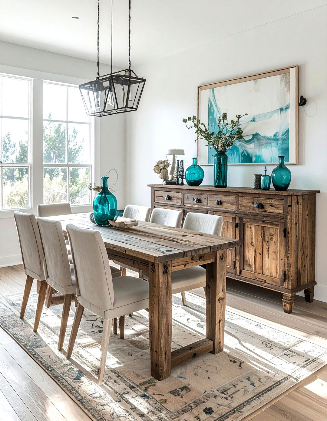 Distressed Wood Sideboard - 30 Santa Fe dining room ideas