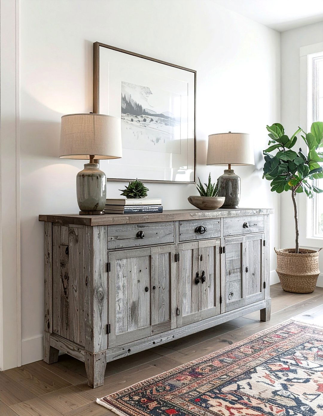 Distressed Wood Sideboard - 30 Southwestern dining room ideas