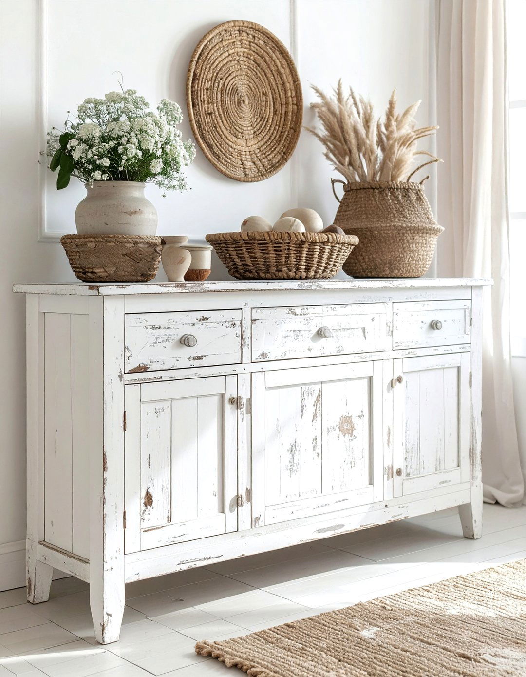 Distressed Wood Sideboard - 30 dining room credenza ideas