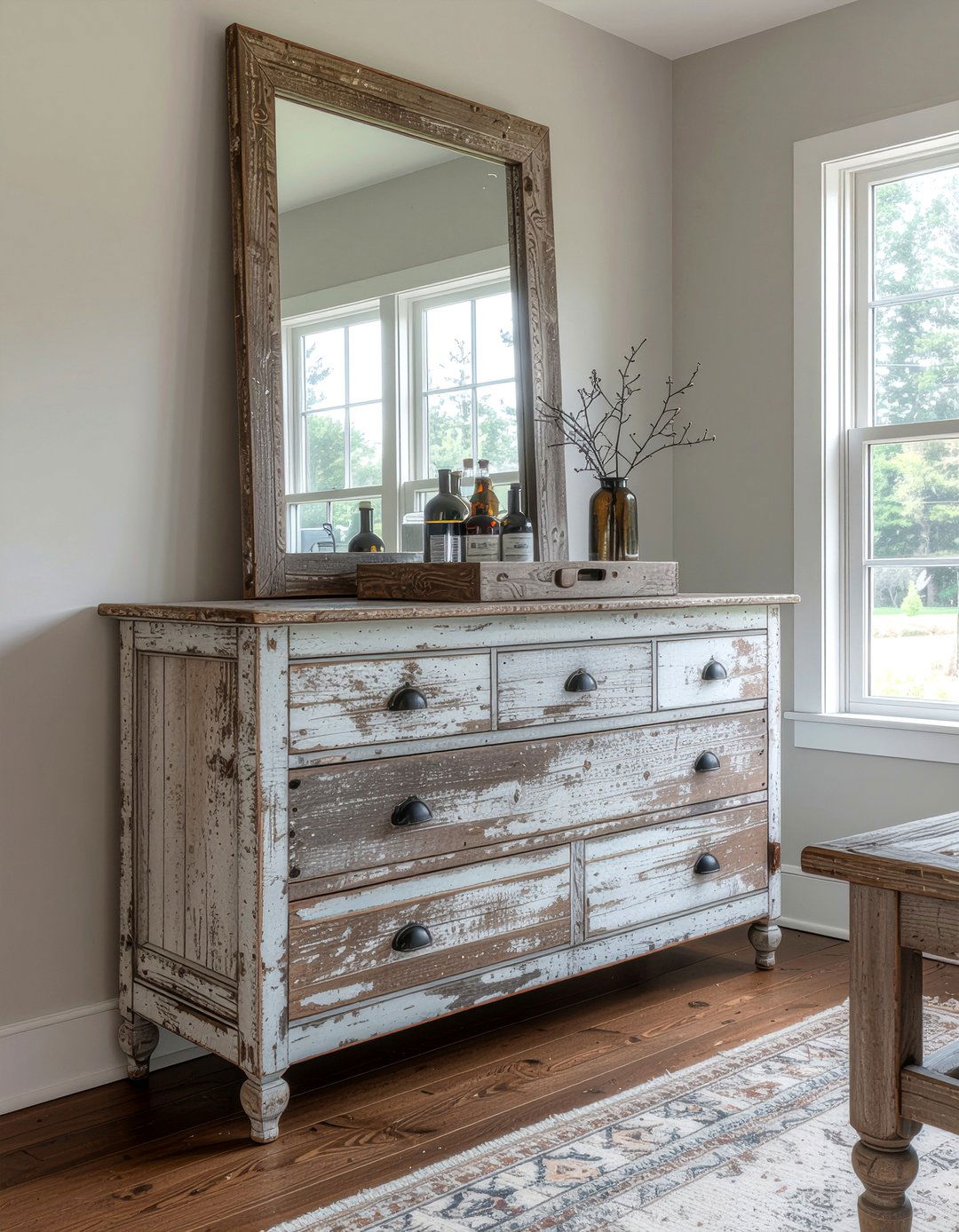 Distressed Wood Storage Cabinet - 30 living room rustic furniture ideas