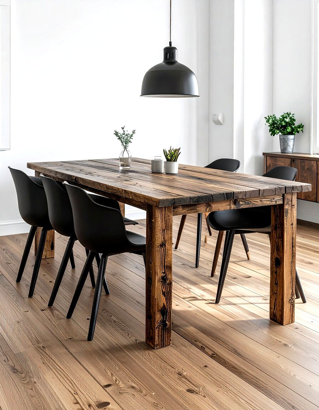 Distressed Wood Table - 30 warm brown kitchen ideas