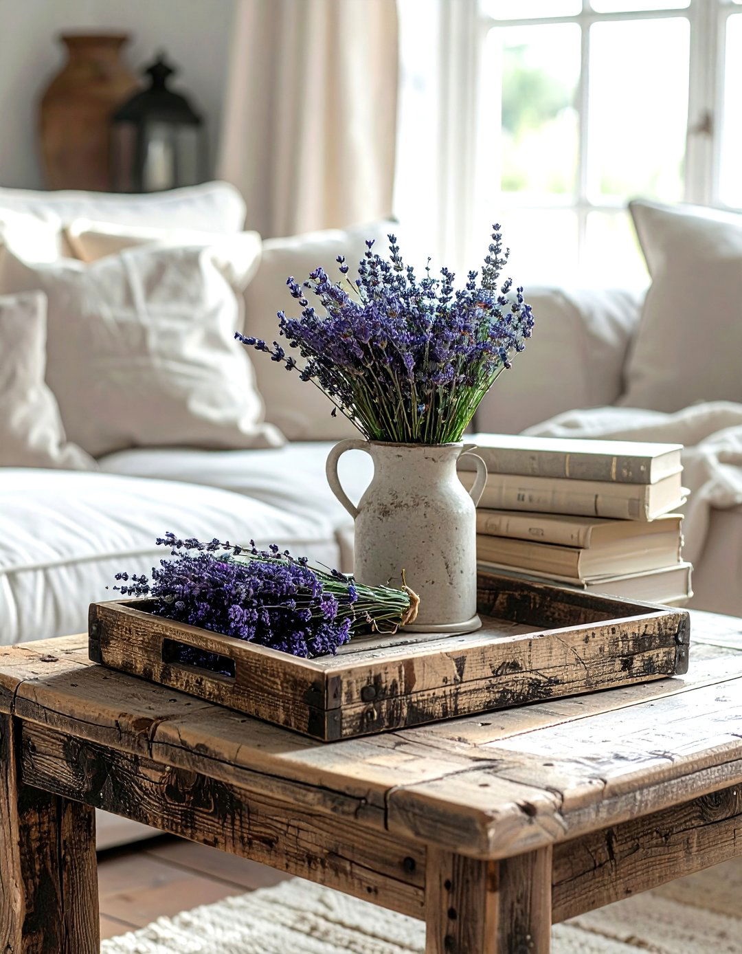 Distressed Wood Tray - 30 coffee table tray ideas