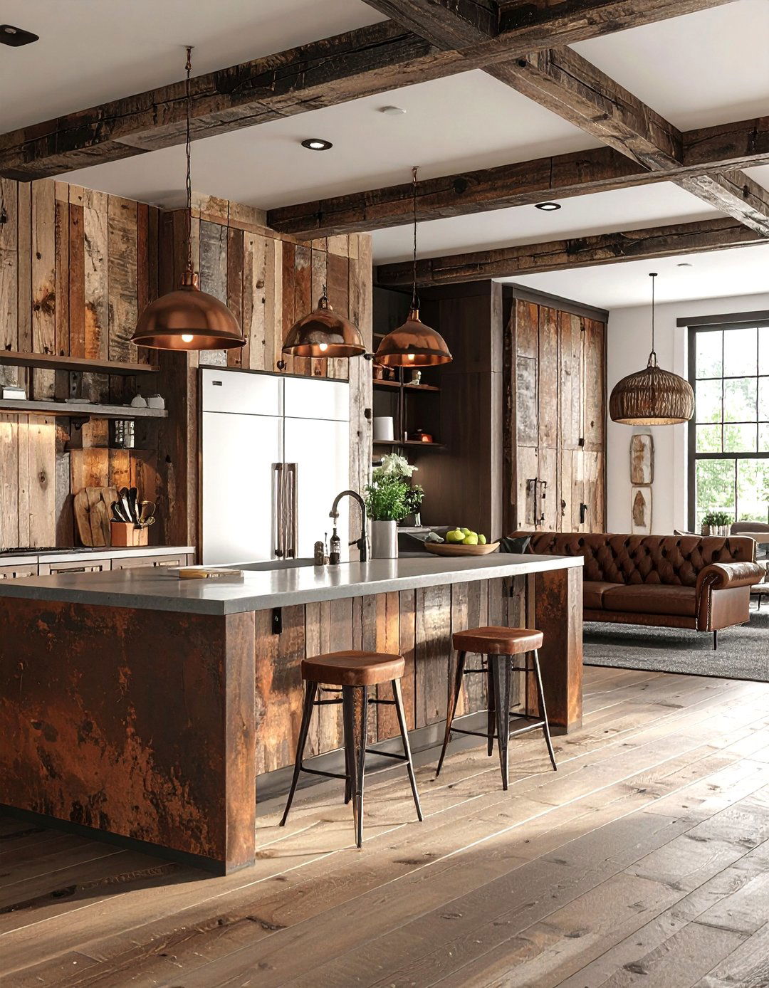 Distressed Wood Wall - 30 kitchen wood wall ideas