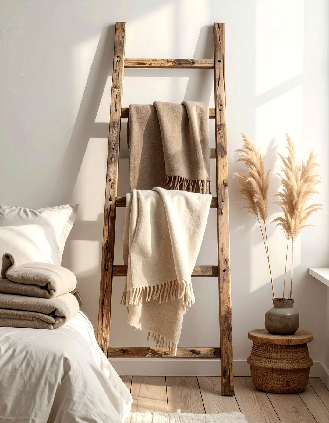 Distressed Wooden Ladder - 30 vintage finds decor ideas