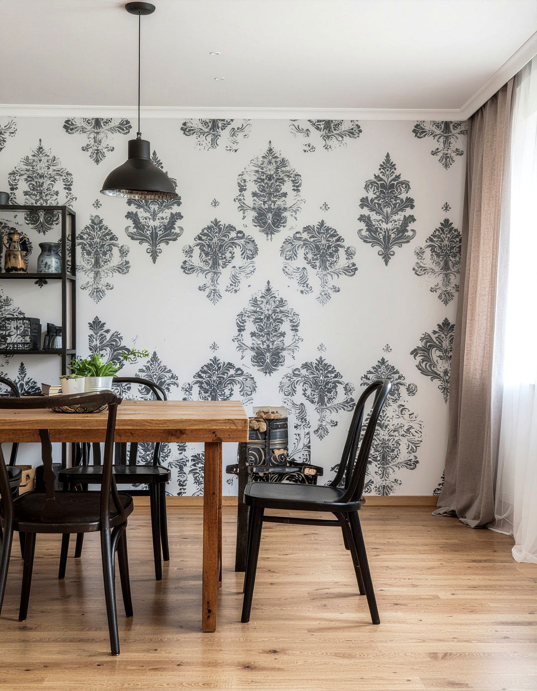 Distressed damask wallpaper texture - 30 damask wallpaper dining room ideas