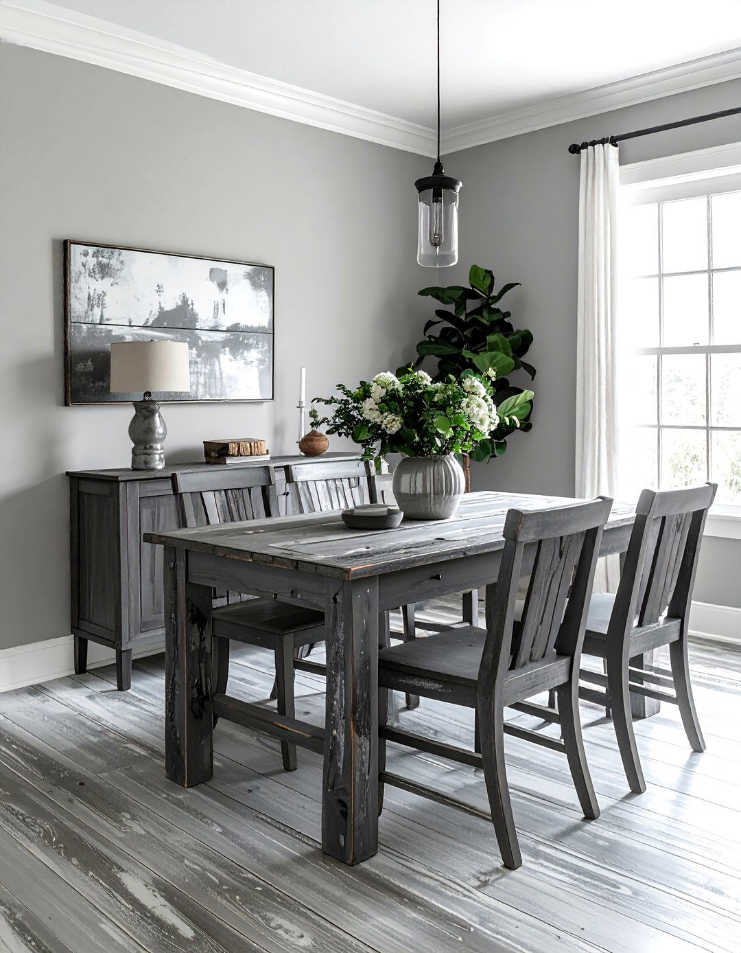 Distressed grey wood dining room - 30 grey dining room furniture ideas
