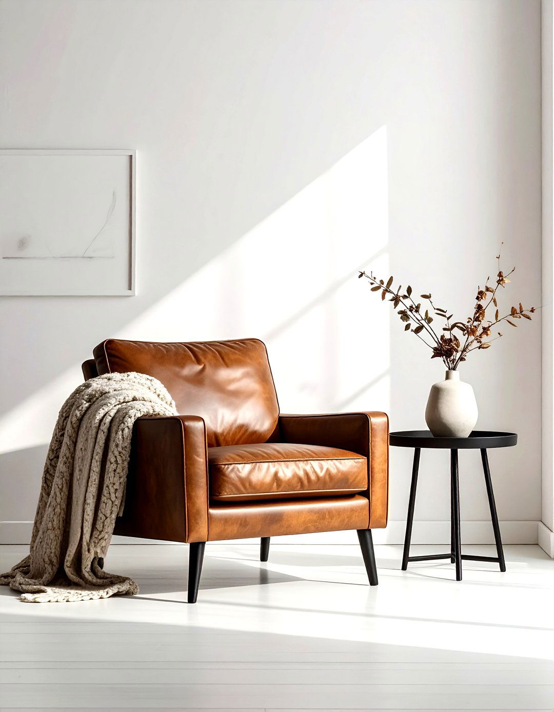 Distressed leather chair cream - 30 industrial cream living room ideas