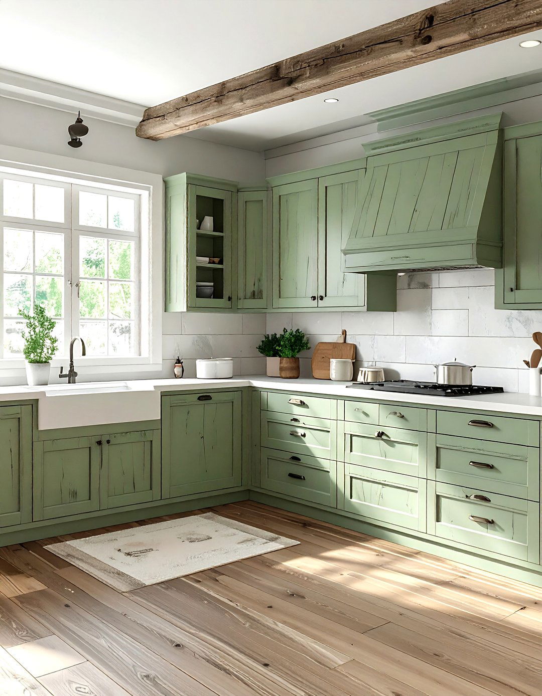 Distressed paint cabinets - 30 rustic lodge kitchen ideas