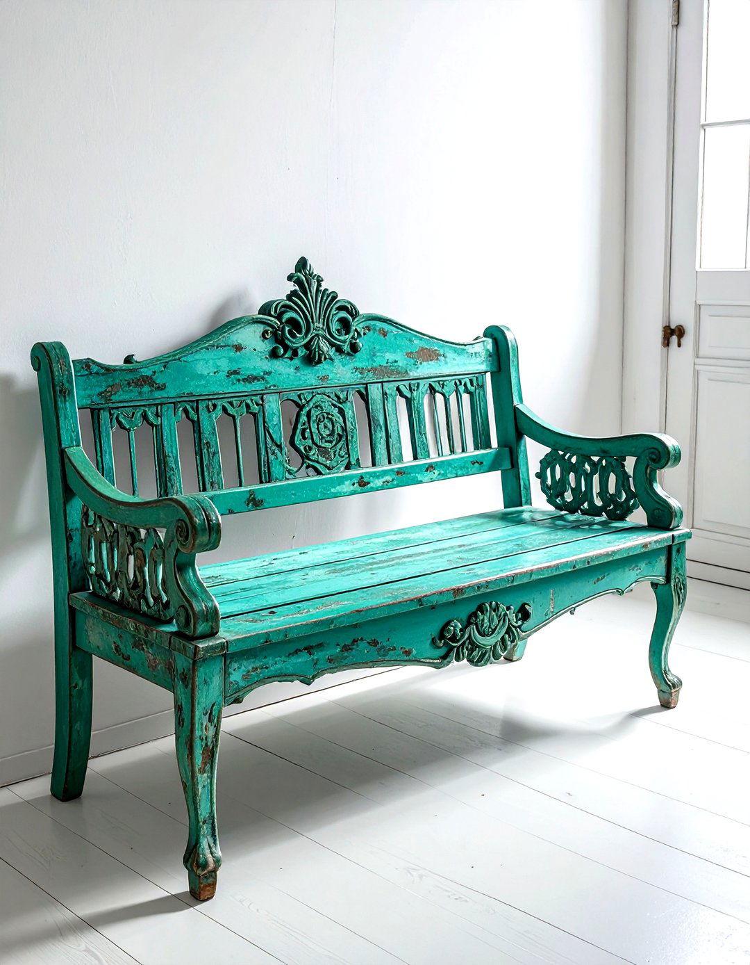 Distressed vintage bench - 30 living room bench seat ideas