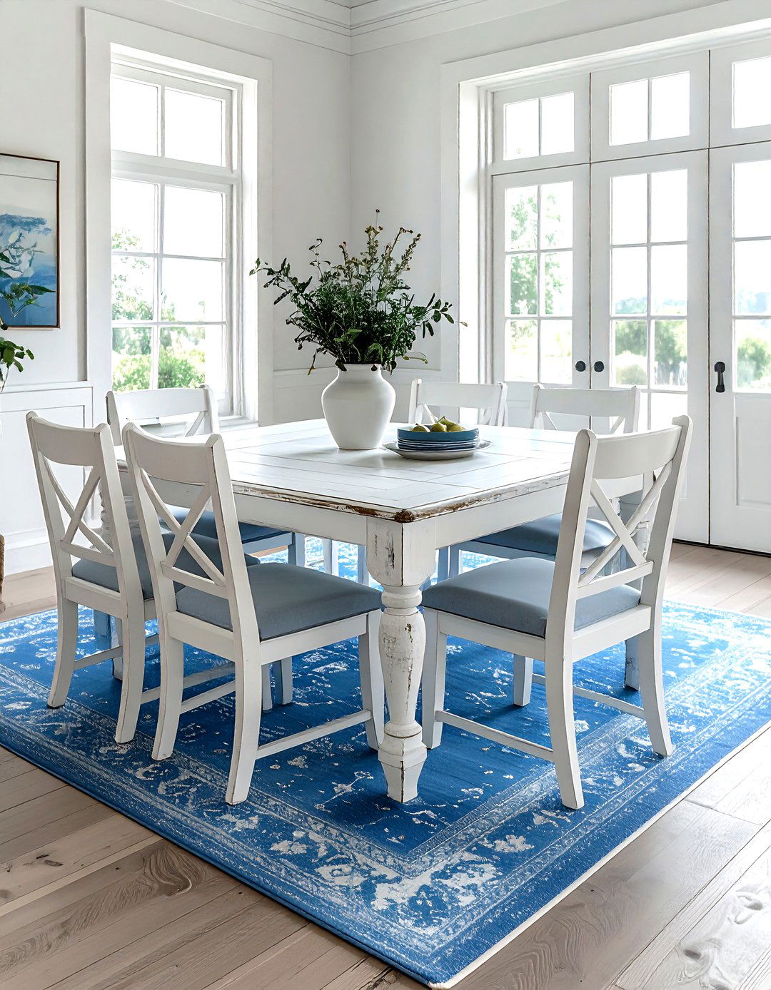 Distressed white furniture - 30 French farmhouse dining room ideas