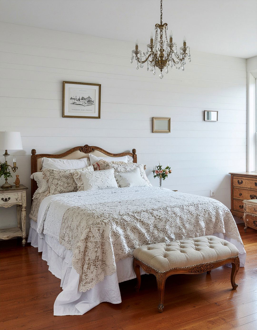 Distressed white shiplap bedroom - 30 bedroom shiplap walls