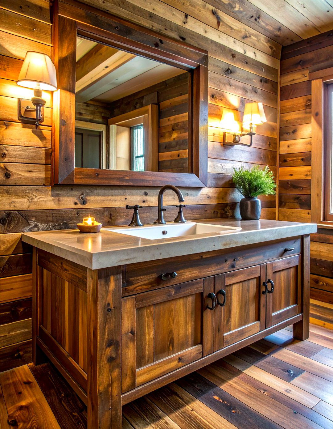 Distressed wood bathroom top - 30 butcher block bathroom countertop ideas