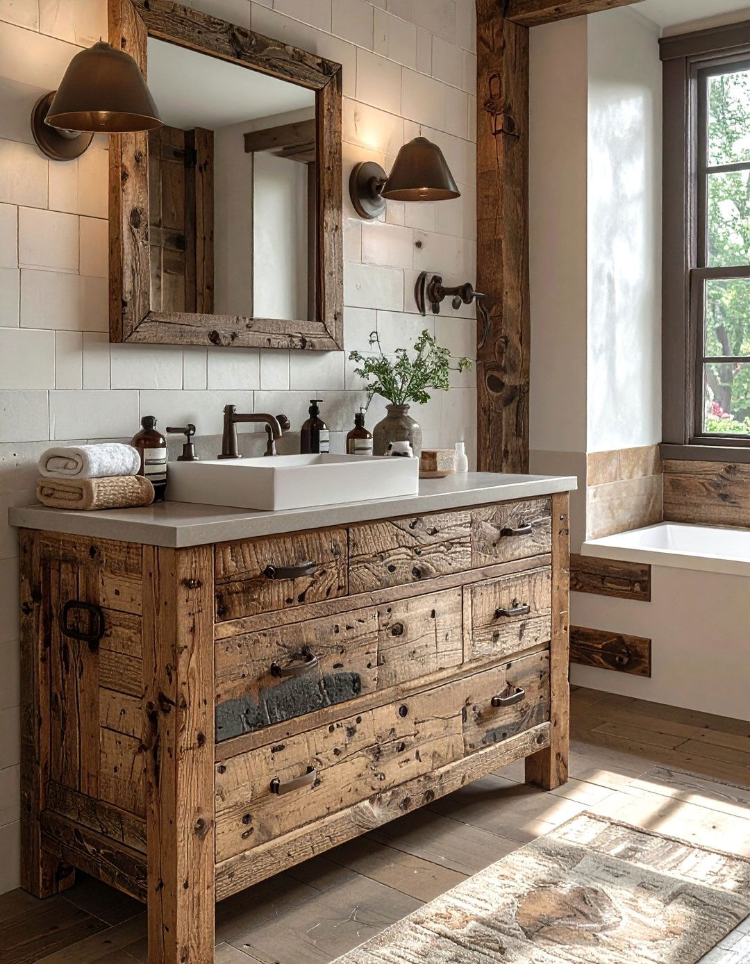 Distressed wood bathroom - 30 wood accent bathroom ideas