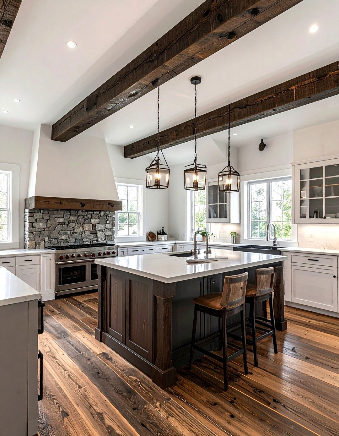 Distressed wood beams - 30 textured kitchen ideas