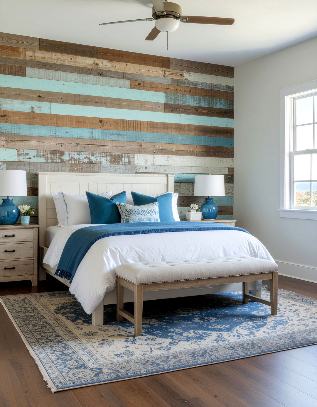 Distressed wood bedroom - 30 beach themed bedroom ideas