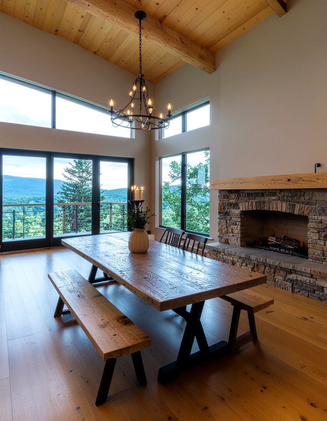 Distressed wood candle light - 30 candle chandelier dining room ideas