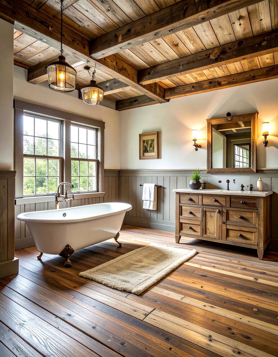 Distressed wood ceiling bathroom - 30 wood ceiling bathroom ideas