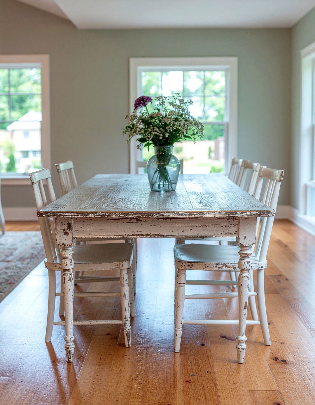 Distressed wood dining table - 30 durable dining room ideas