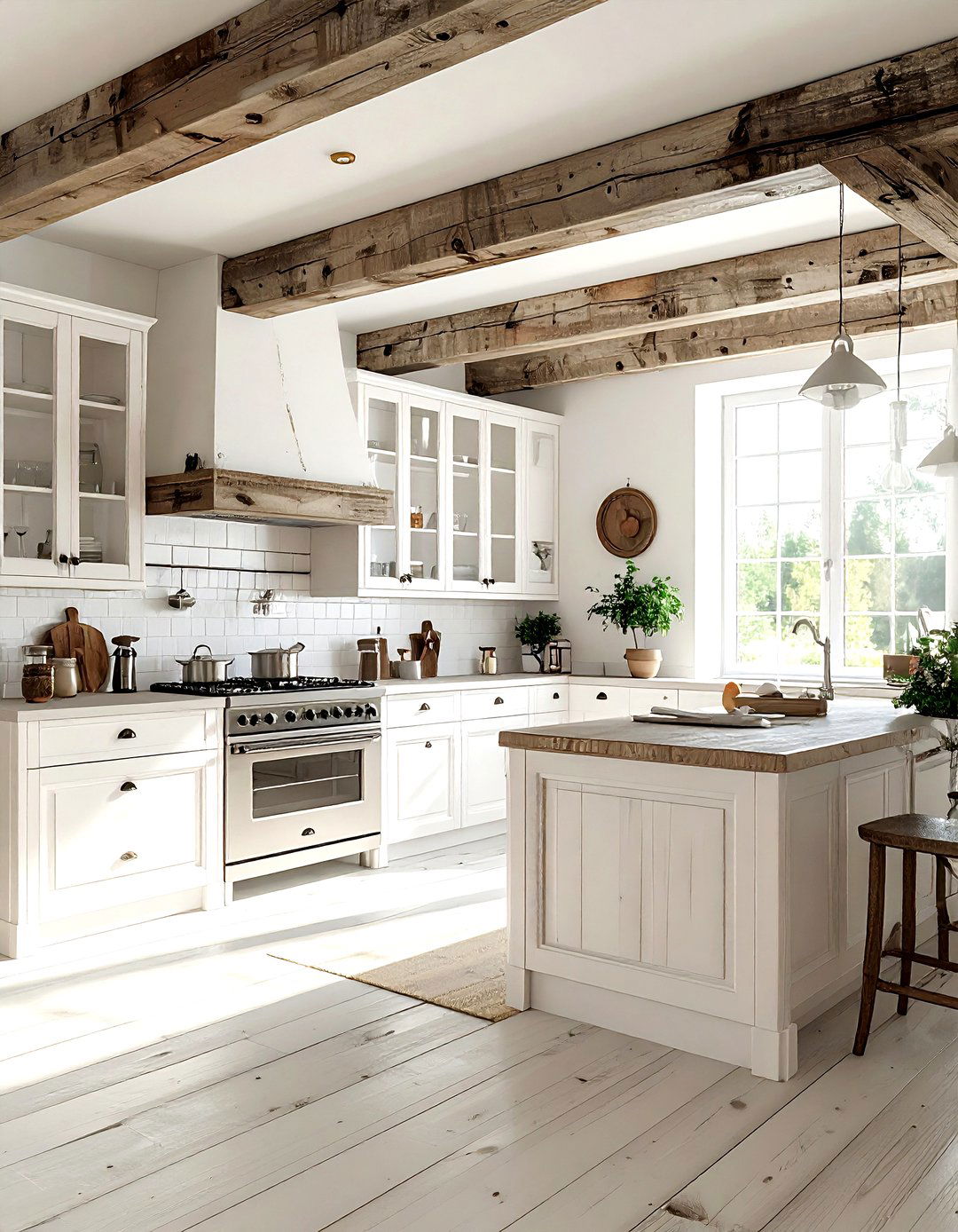 Distressed wood kitchen beams - 30 kitchen beamed ceiling ideas