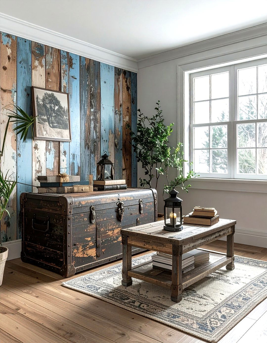 Distressed wood wall - 30 living room wood wall ideas