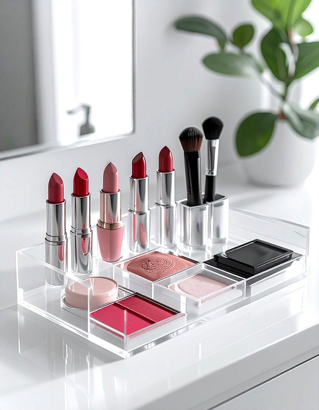 Divided makeup organizer tray - 30 bathroom organization hacks