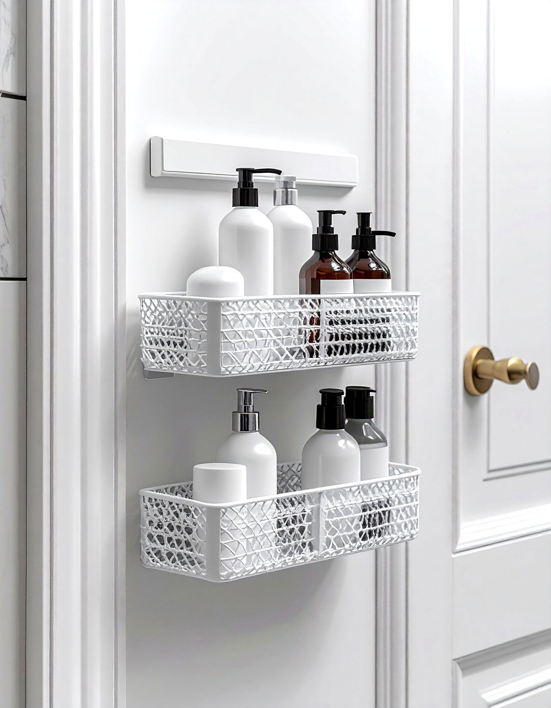 Door Mounted Rack For Toiletries - 30 bathroom storage tips