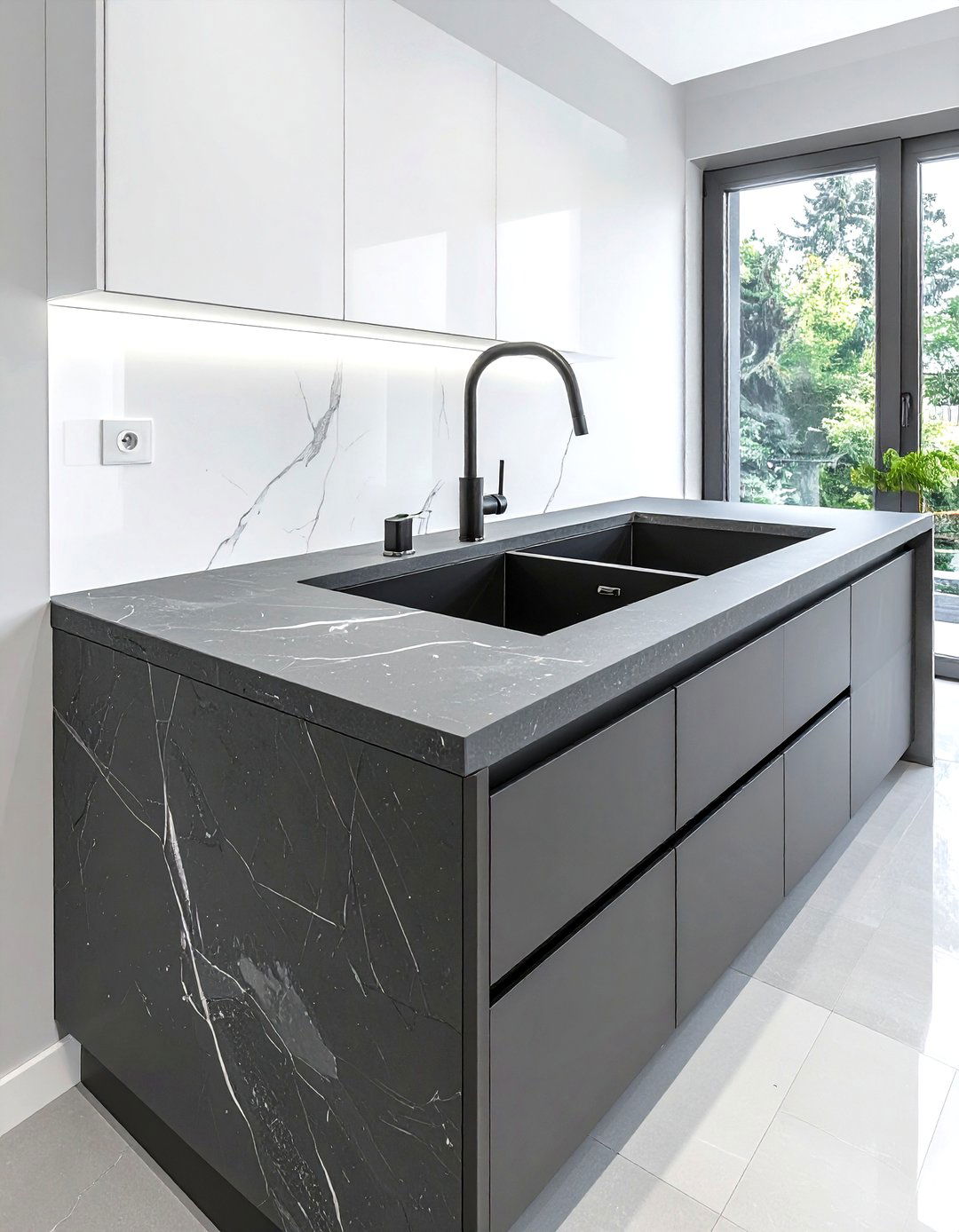 Double Bowl Integrated Sink - 30 integrated sink kitchen ideas