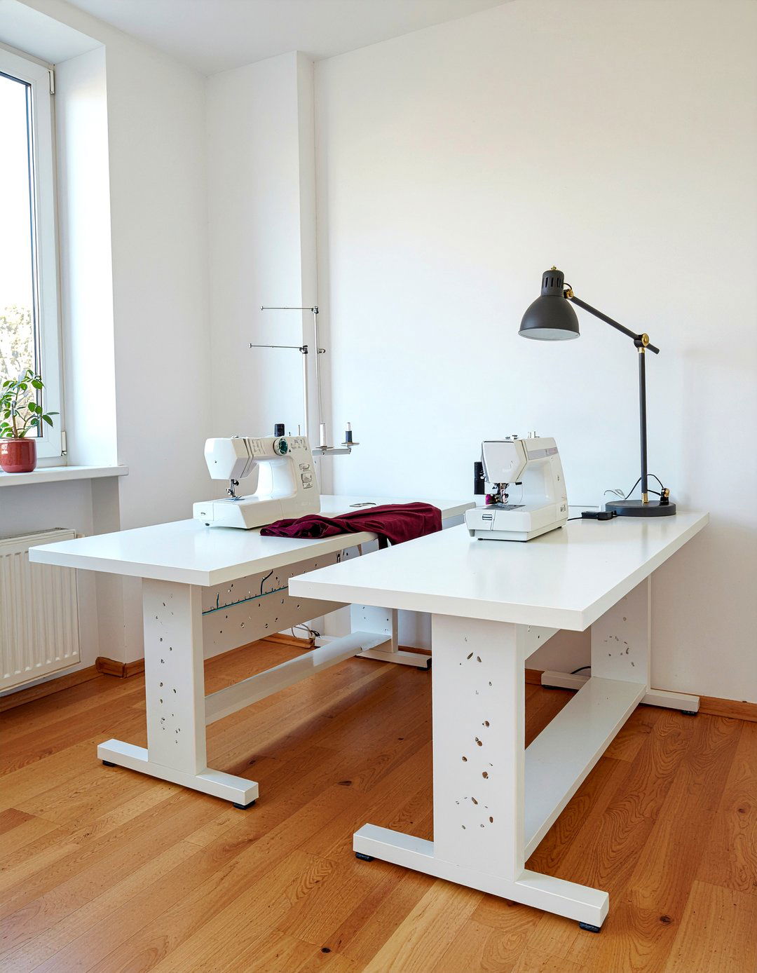 Double Desk Sewing Station - 30 bedroom sewing nook ideas