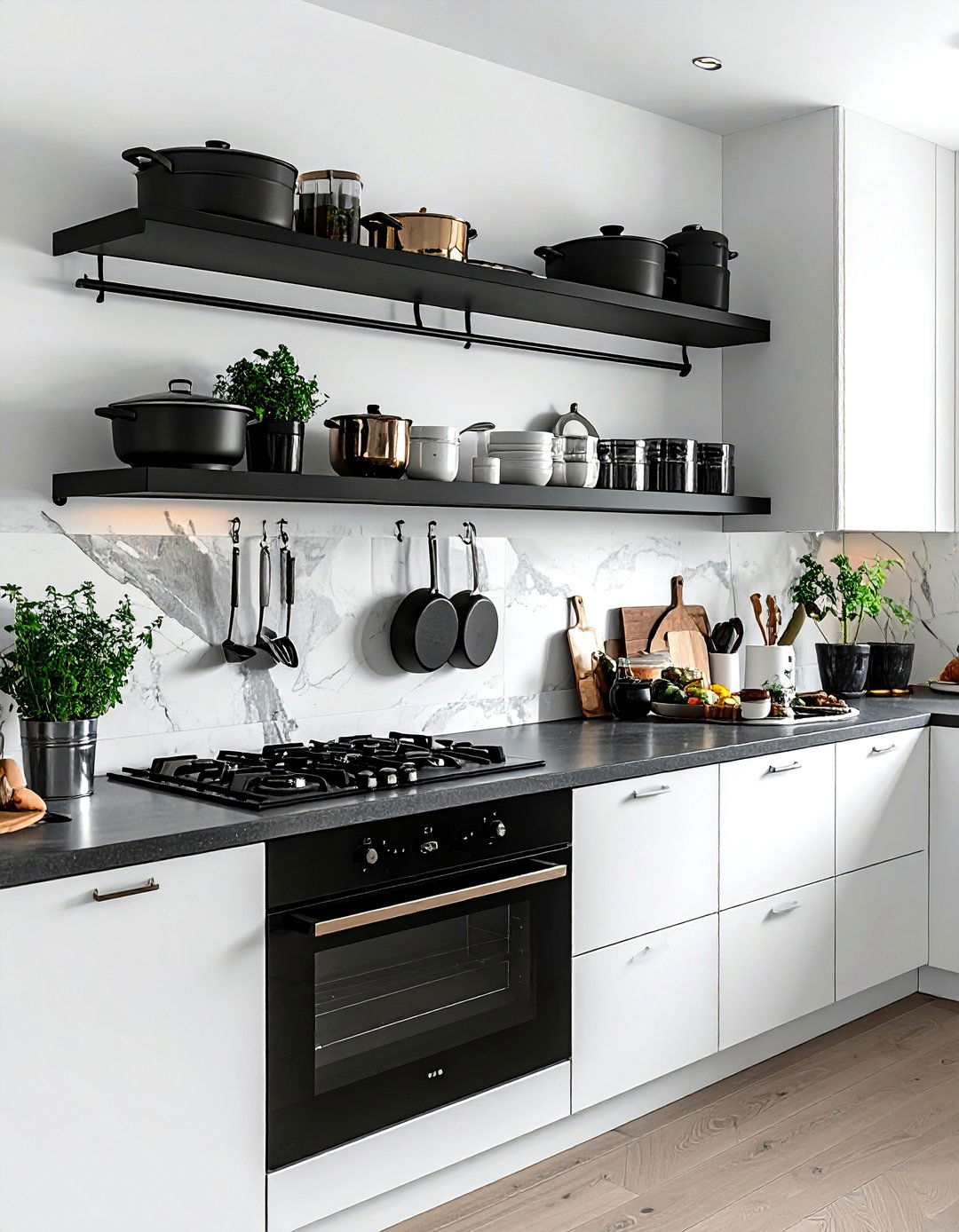 Double Hanging Rail - 30 wall pot rack kitchen ideas
