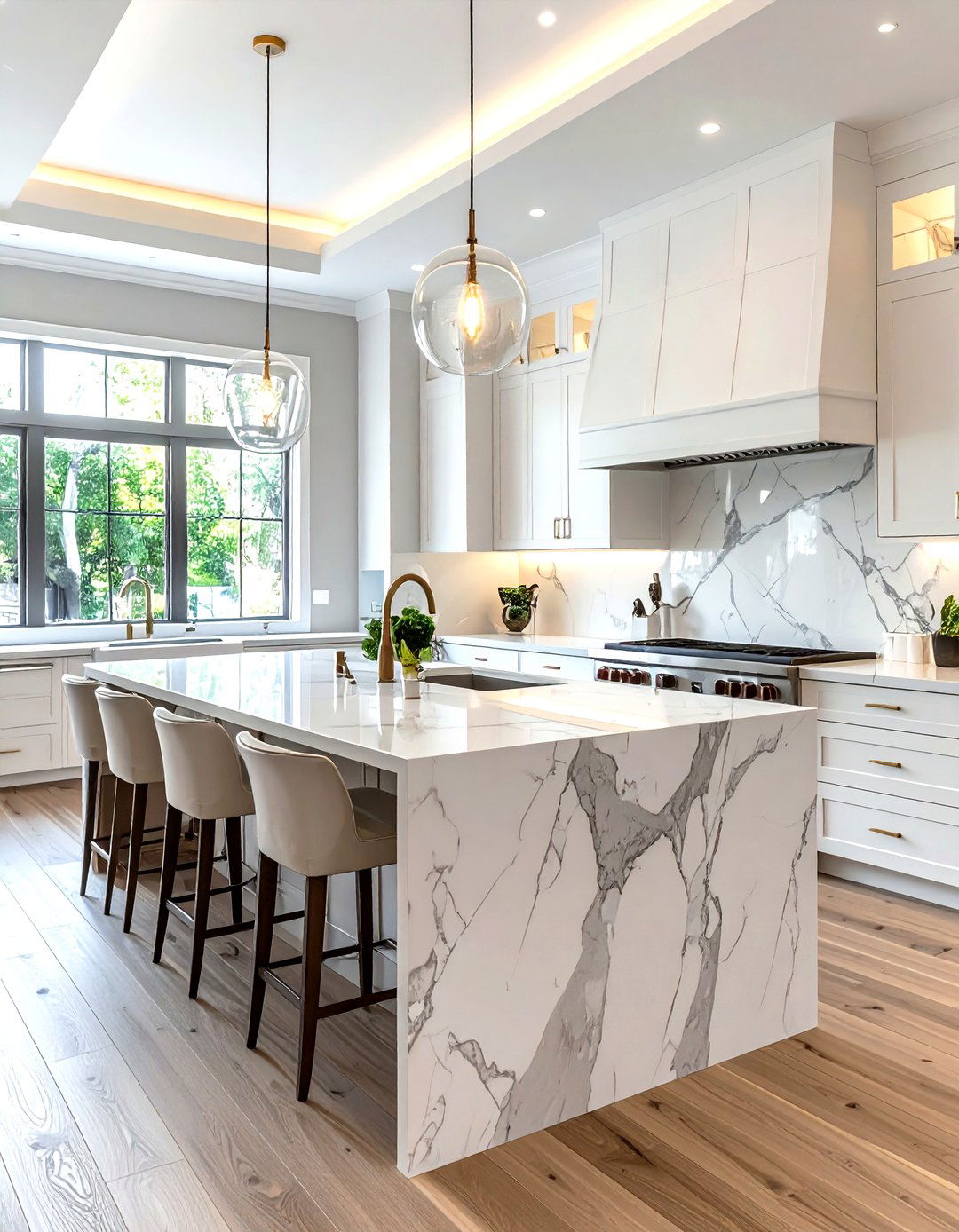 Double Kitchen Island - 30 white kitchen furniture ideas