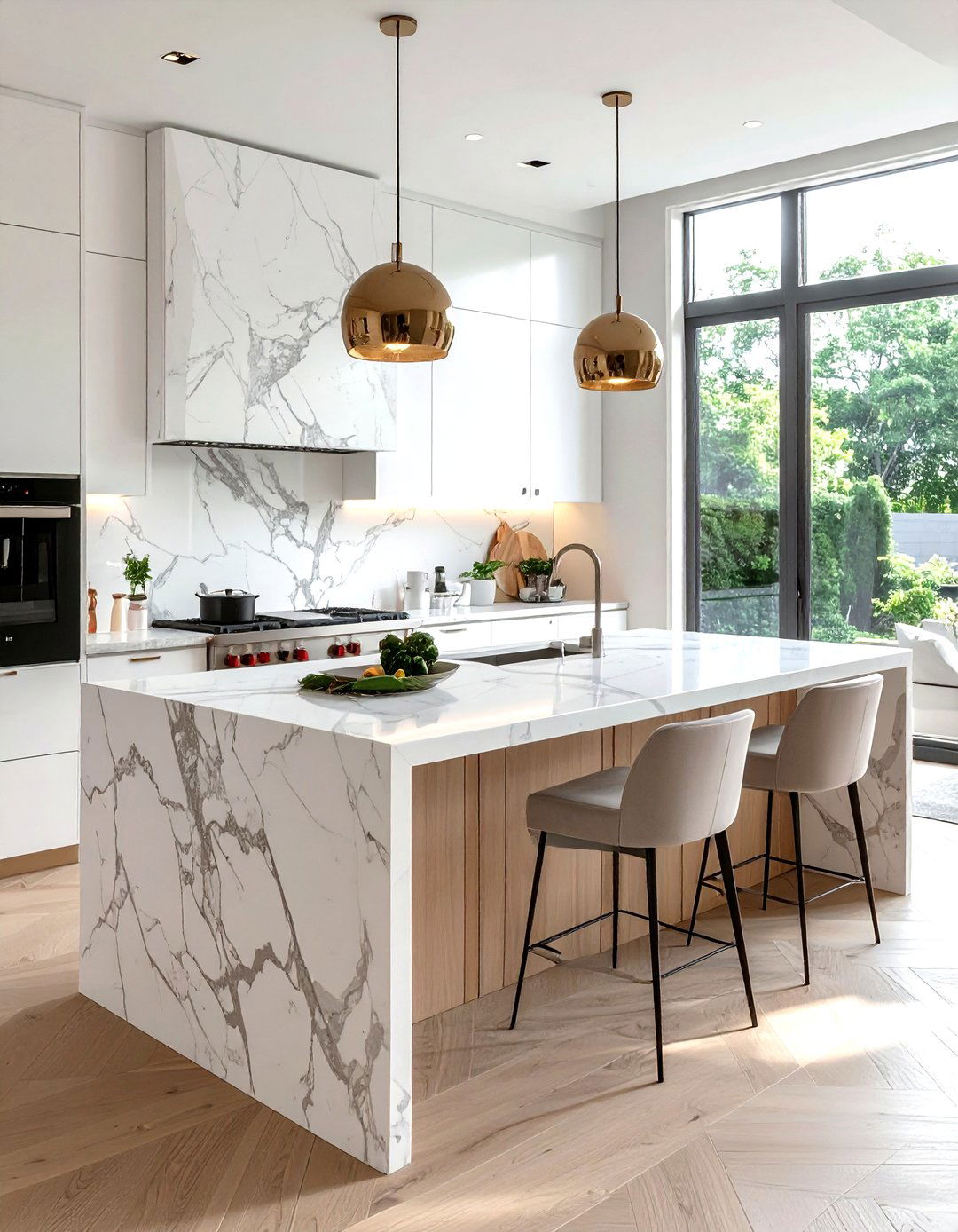 Double Marble Kitchen Island - 30 marble kitchen island ideas