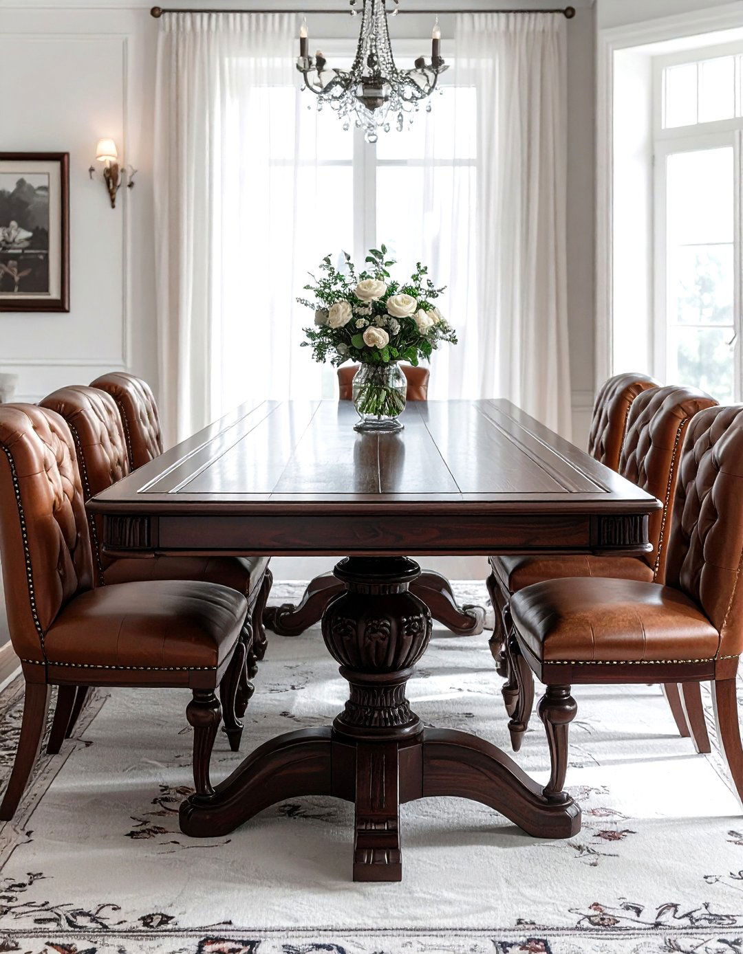 Double Pedestal Table - 30 dining room seating arrangements ideas