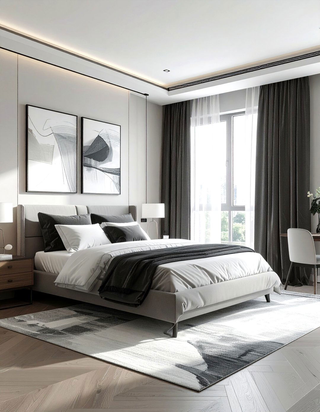 Double Rod Layered Curtains - 30 bedroom curtain ideas