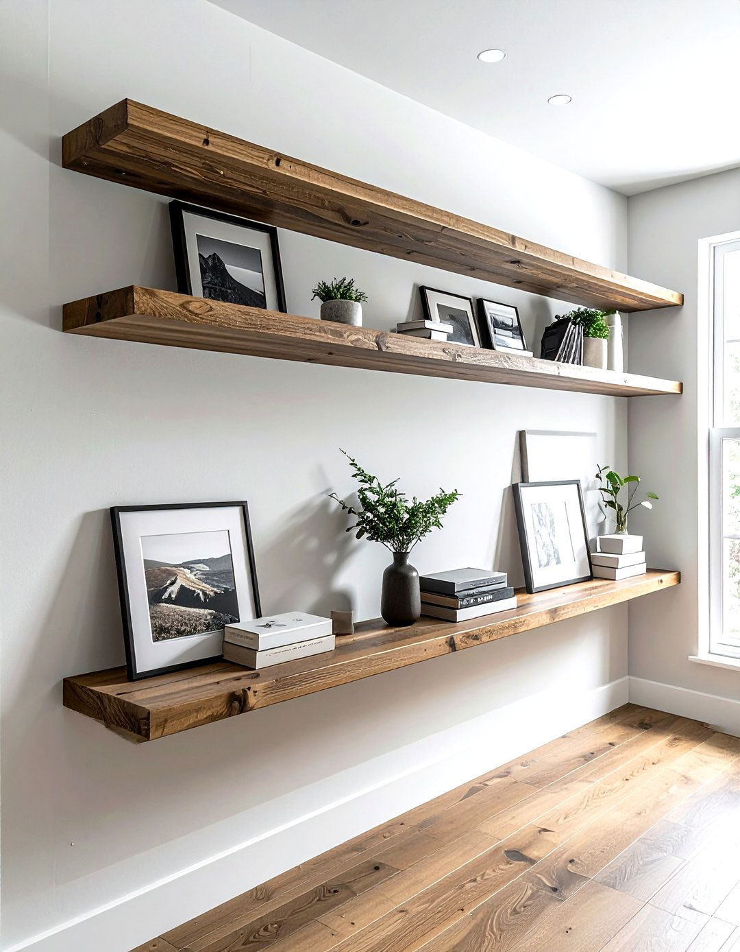Double Row Ledge Shelves - 30 living room ledge shelves