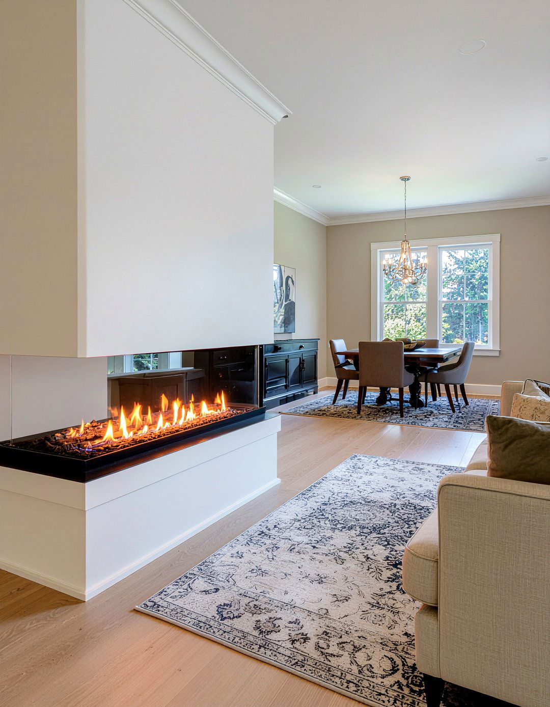 Double Sided Fireplace - 30 living room divider ideas