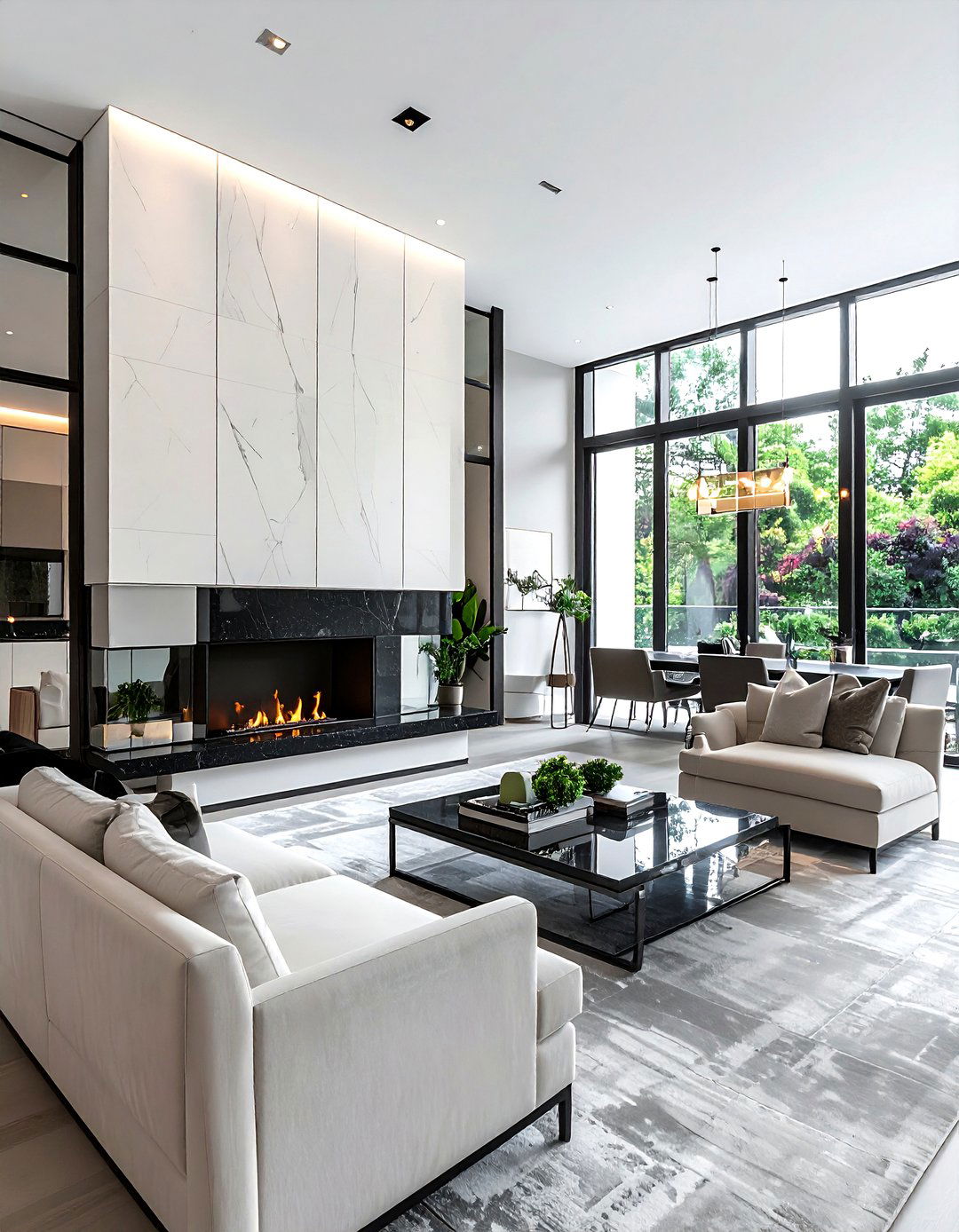 Double Sided Fireplace - 30 living room transition ideas