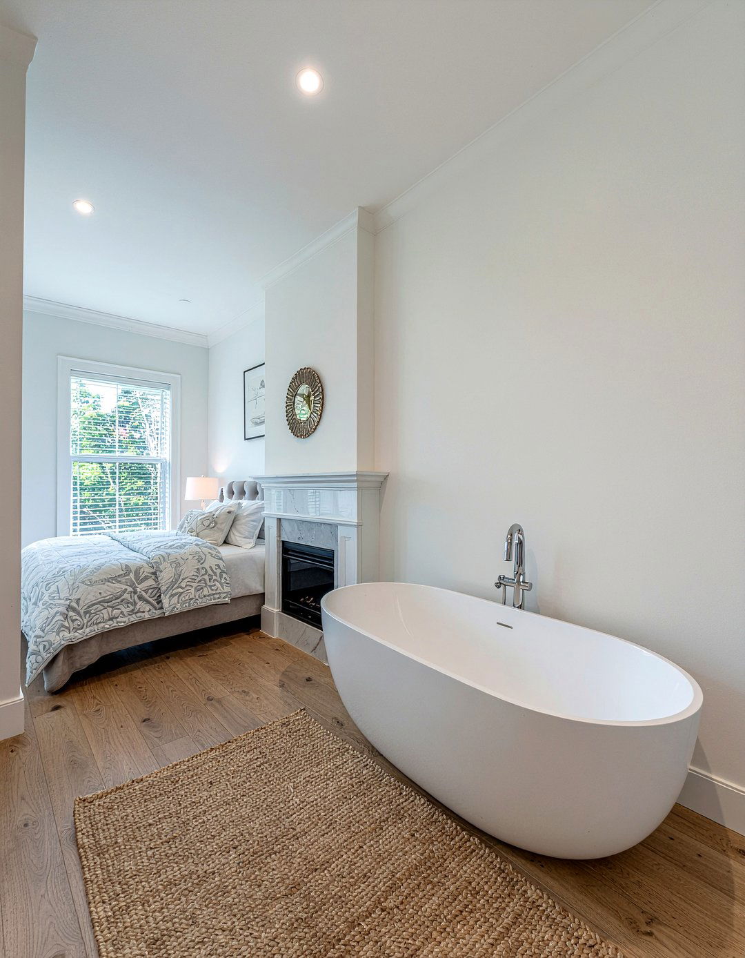 Double Sided Fireplace Between Bedroom And Bath - 30 freestanding tub with fireplace ideas