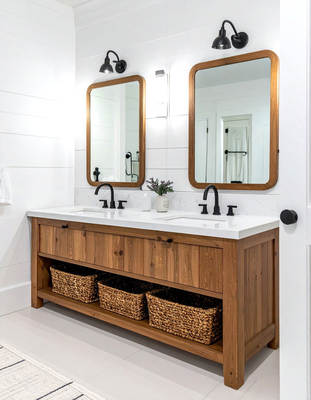 Double Sink Farmhouse Vanity - 30 farmhouse bathroom vanity ideas