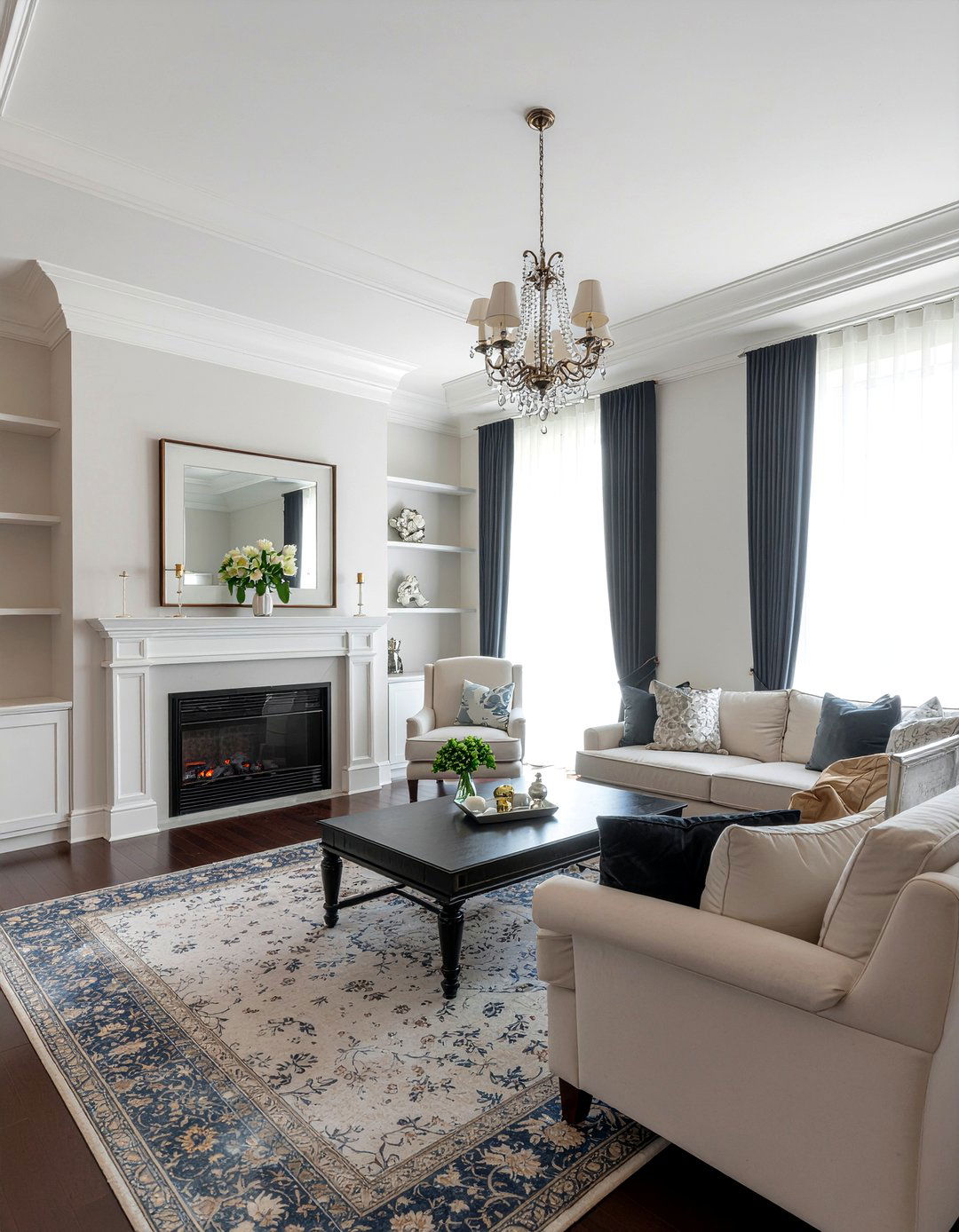 Double Stacked Molding - 30 living room crown molding ideas