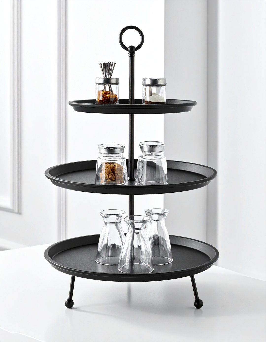 Double Tier Beverage Tray - 30 dining room drink station ideas