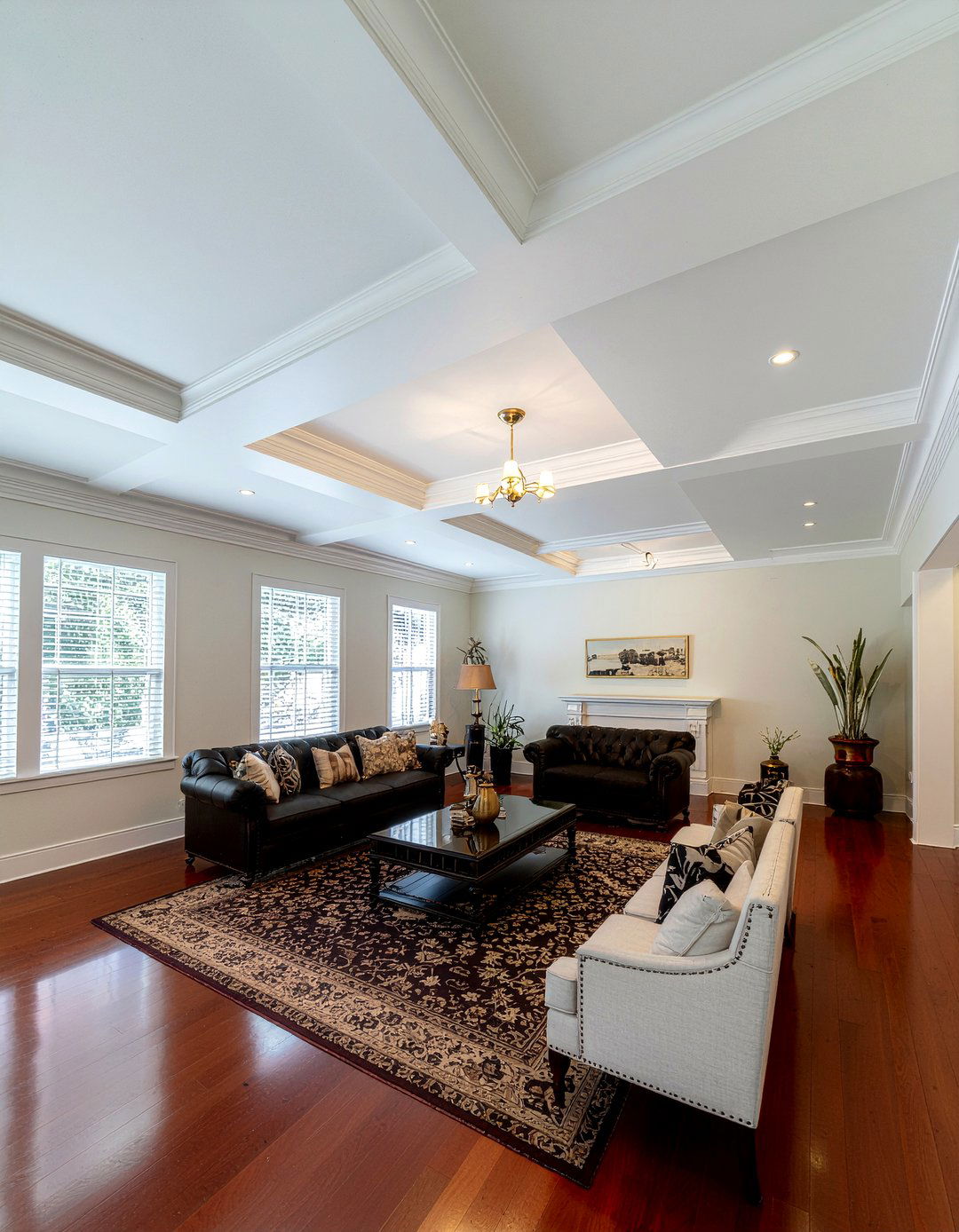 Double Tray Coffered Ceiling - 30 living room coffered ceiling designs