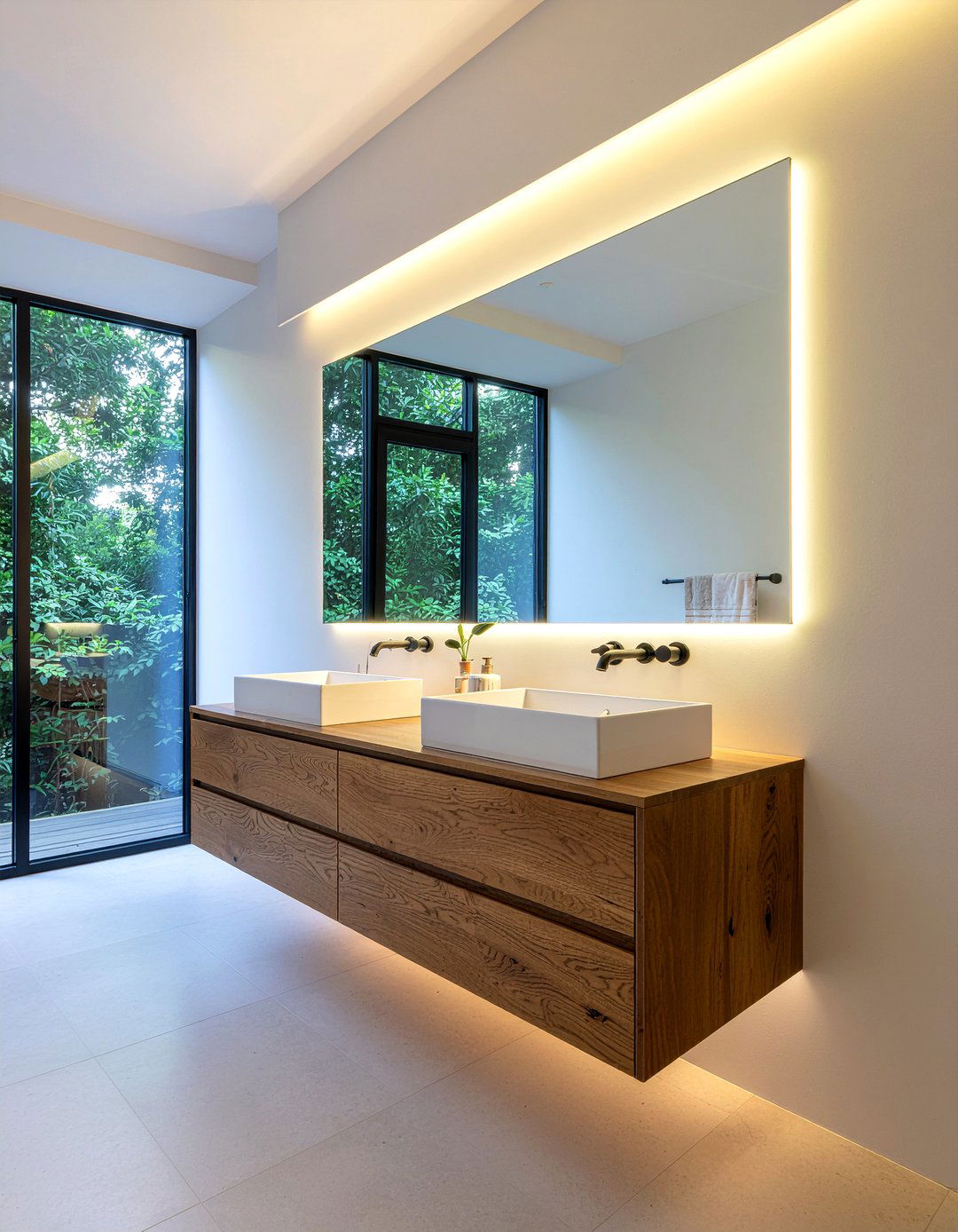Double Vanity Backlit Mirror - 30 luxury bathroom ideas