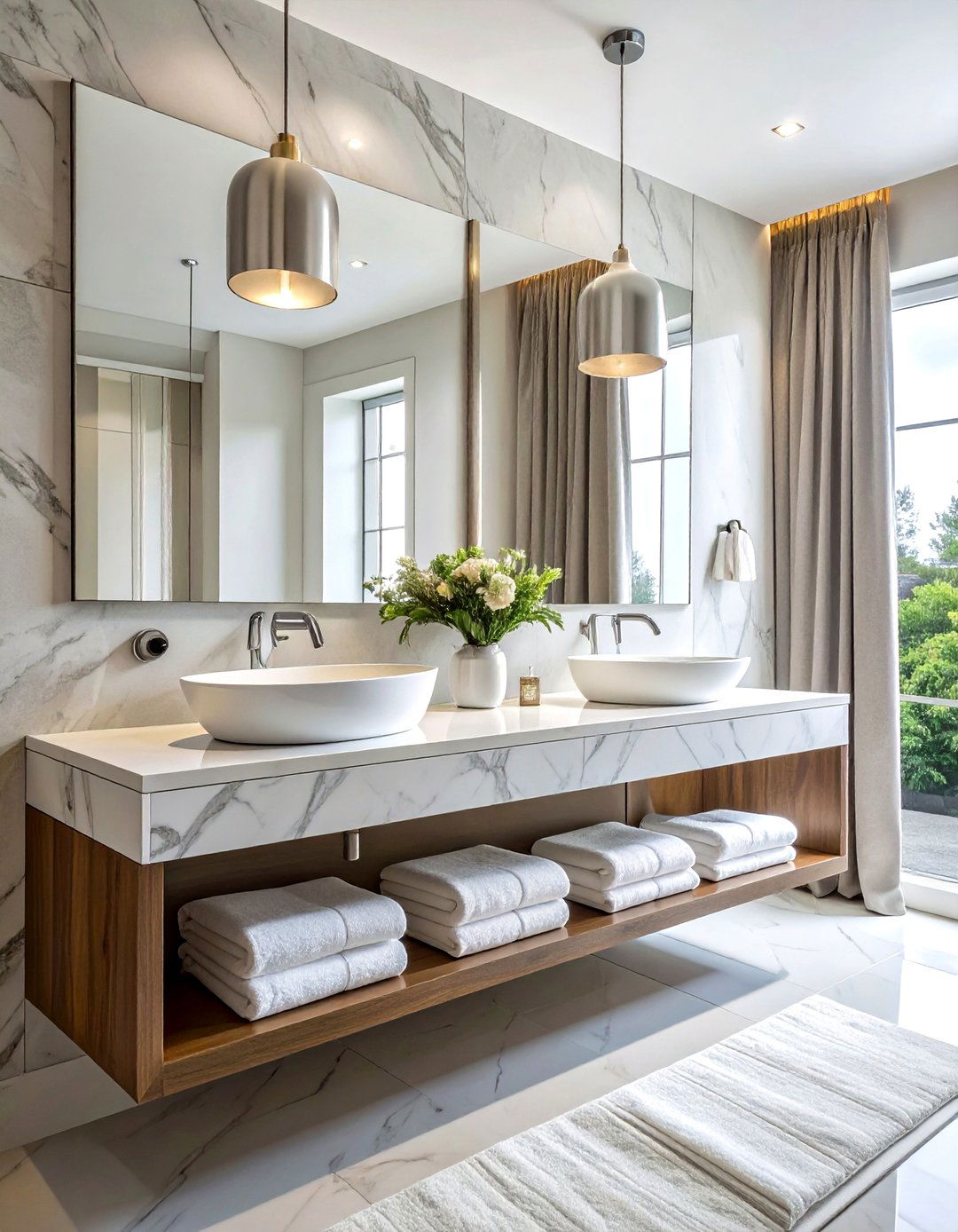 Double Vanity Pendants - 30 bathroom pendant lighting ideas